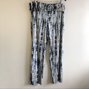 Robert Louis Vintage Retro Tie Dye Loop Belted Stretchy Pants Bottoms Grey